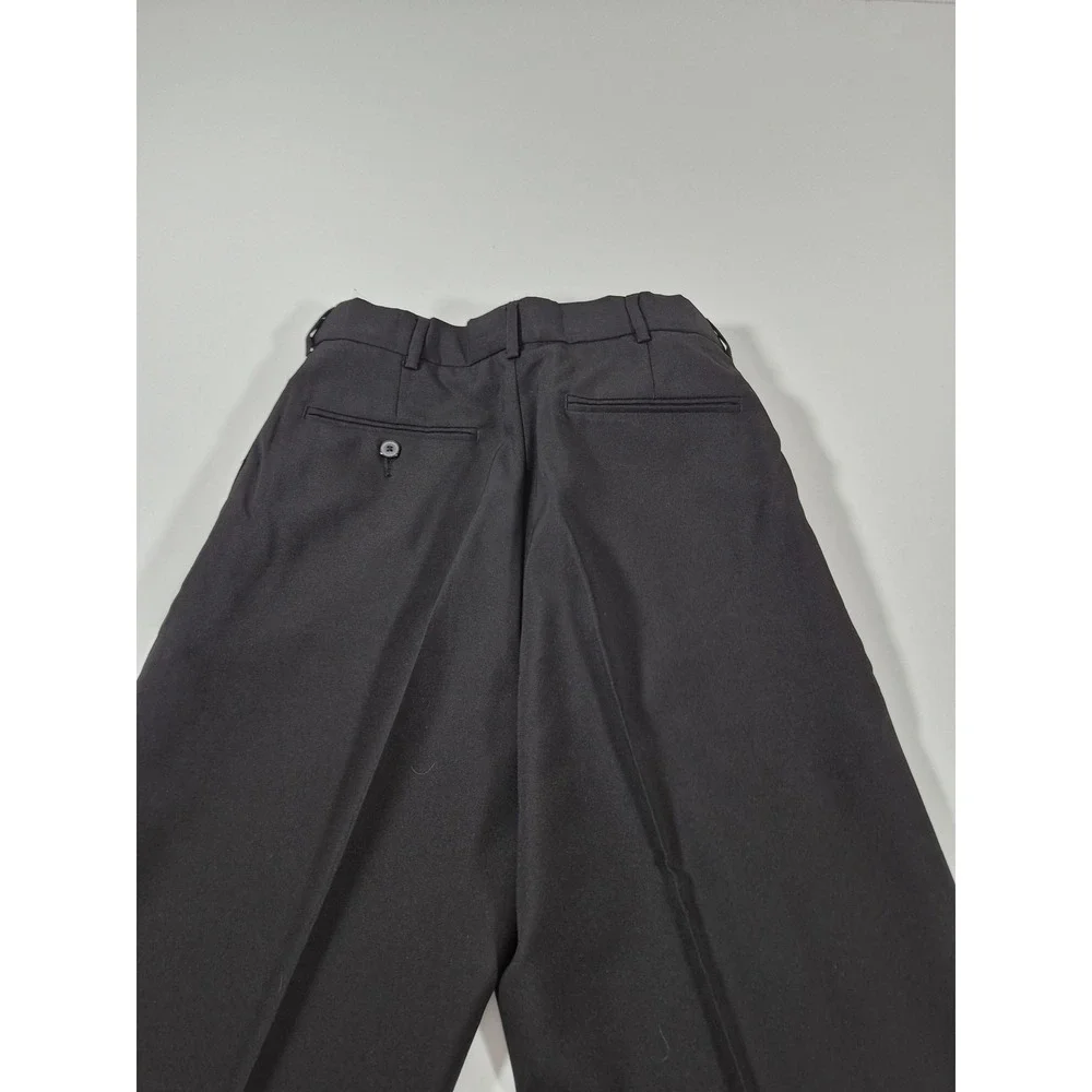 Career Gear Dress Pants Mens 28x32 Black Microfiber Flat Front Office Uniform